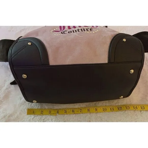 Juicy Couture DREAMY JUICY TOTE Pink Dusty Blush Chocolate W/Coin Purse Velour